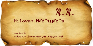 Milovan Mátyás névjegykártya